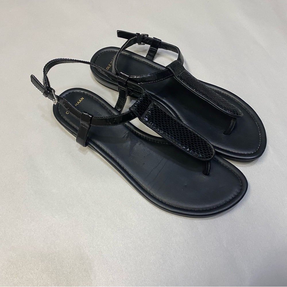 Cole Haan Women’s Sandals Shoes Size 9B Leather Patent Strappy Flats NWOT - Picture 1 of 13